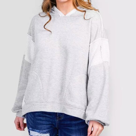 BKE Pieced French Terry Hooded Sweatshirt I Size: L - Picture 1 of 12